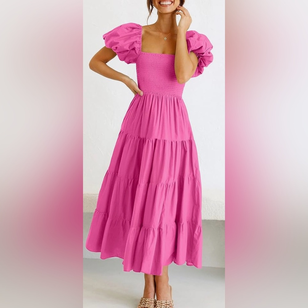 Pink Puff Sleeve Dress